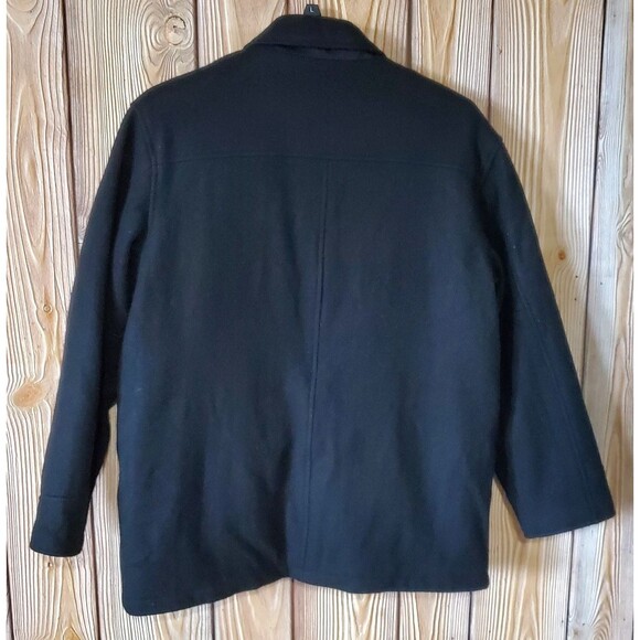 Old Navy 1994 Wool Blend Peacoat Mens L Black Dress Coat Pockets Quilted Lined - Picture 2 of 11
